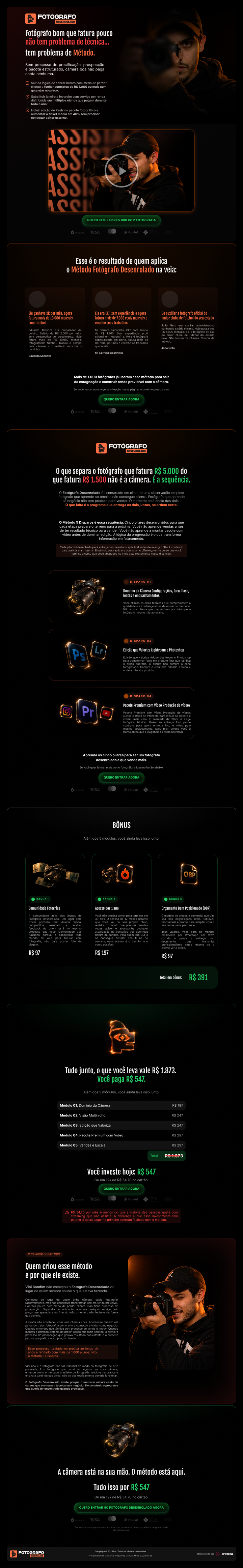 Layout da página Método Fotógrafo Desenrolado