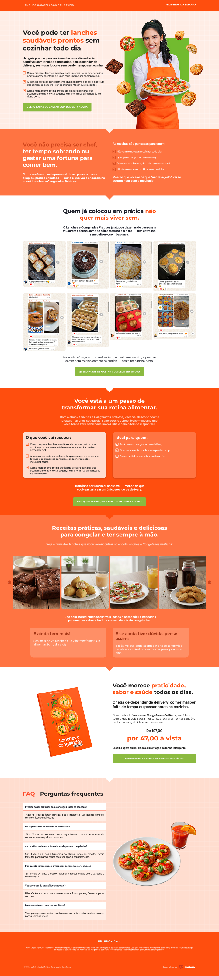 Layout da página Lanches Congelados Saudáveis