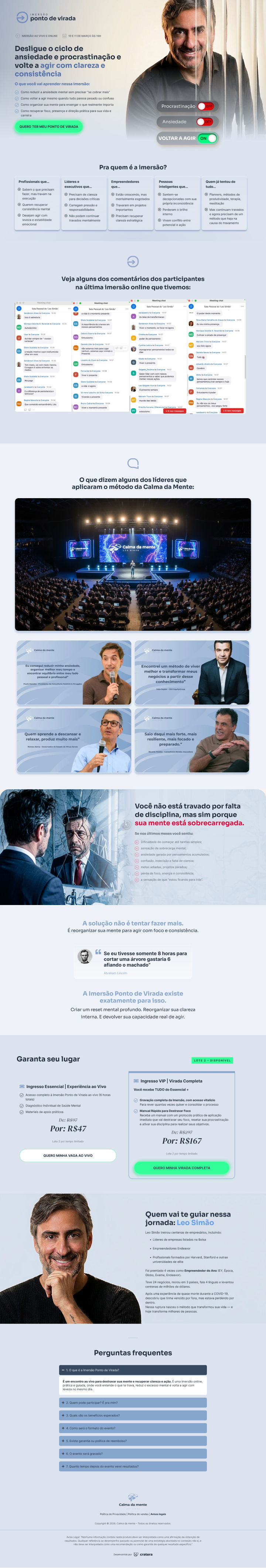 Layout da página Ponto de Virada