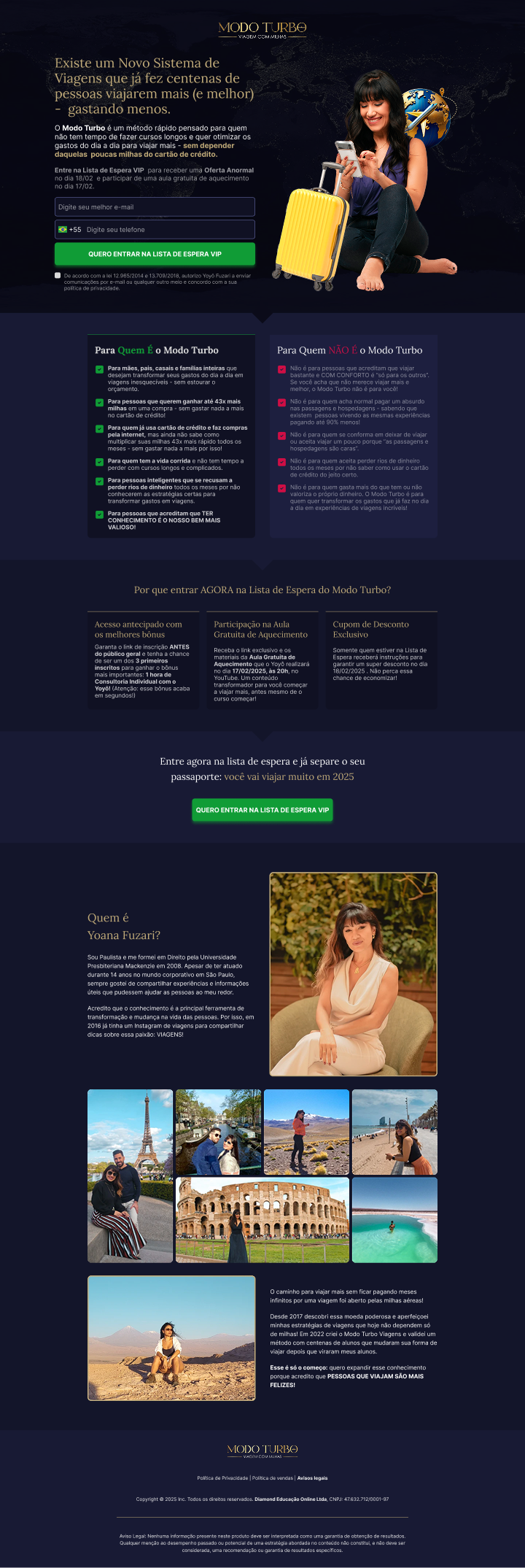 Layout da página Modo Turbo Viagens