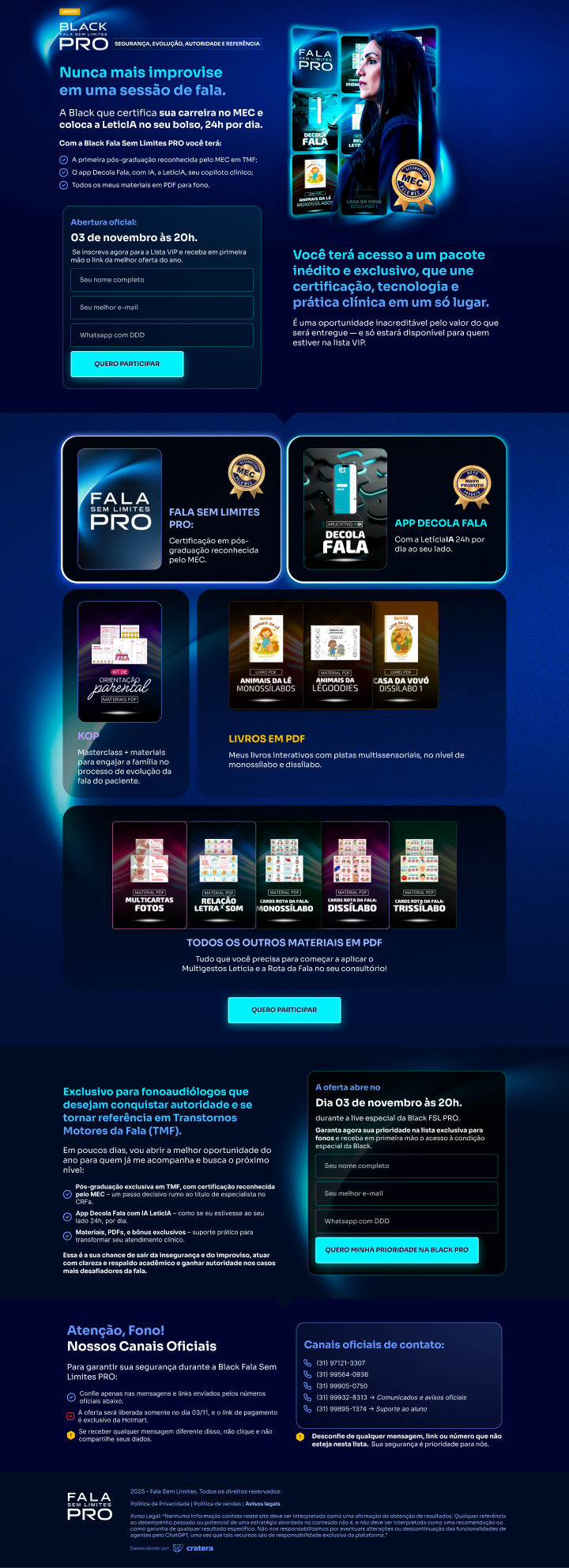 Layout da página Fala Sem Limites Pro